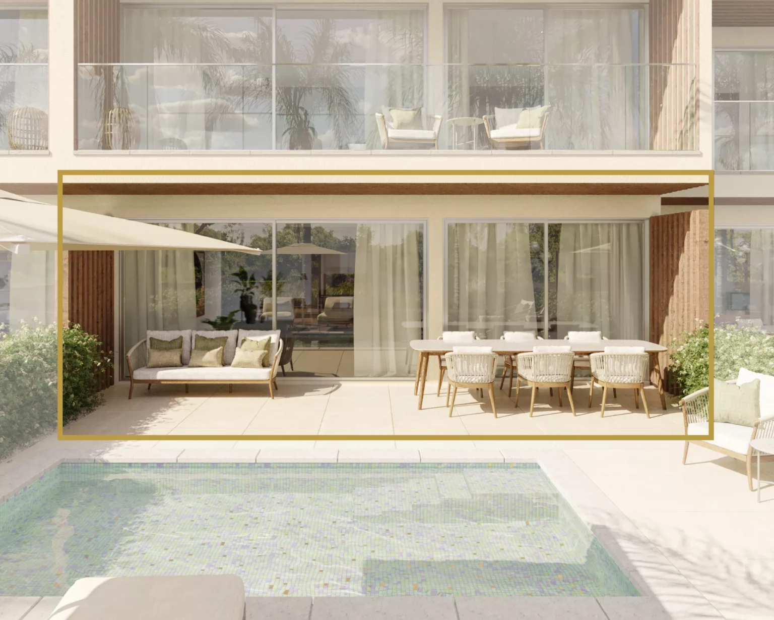 Outside view of THE Pool Apartments.