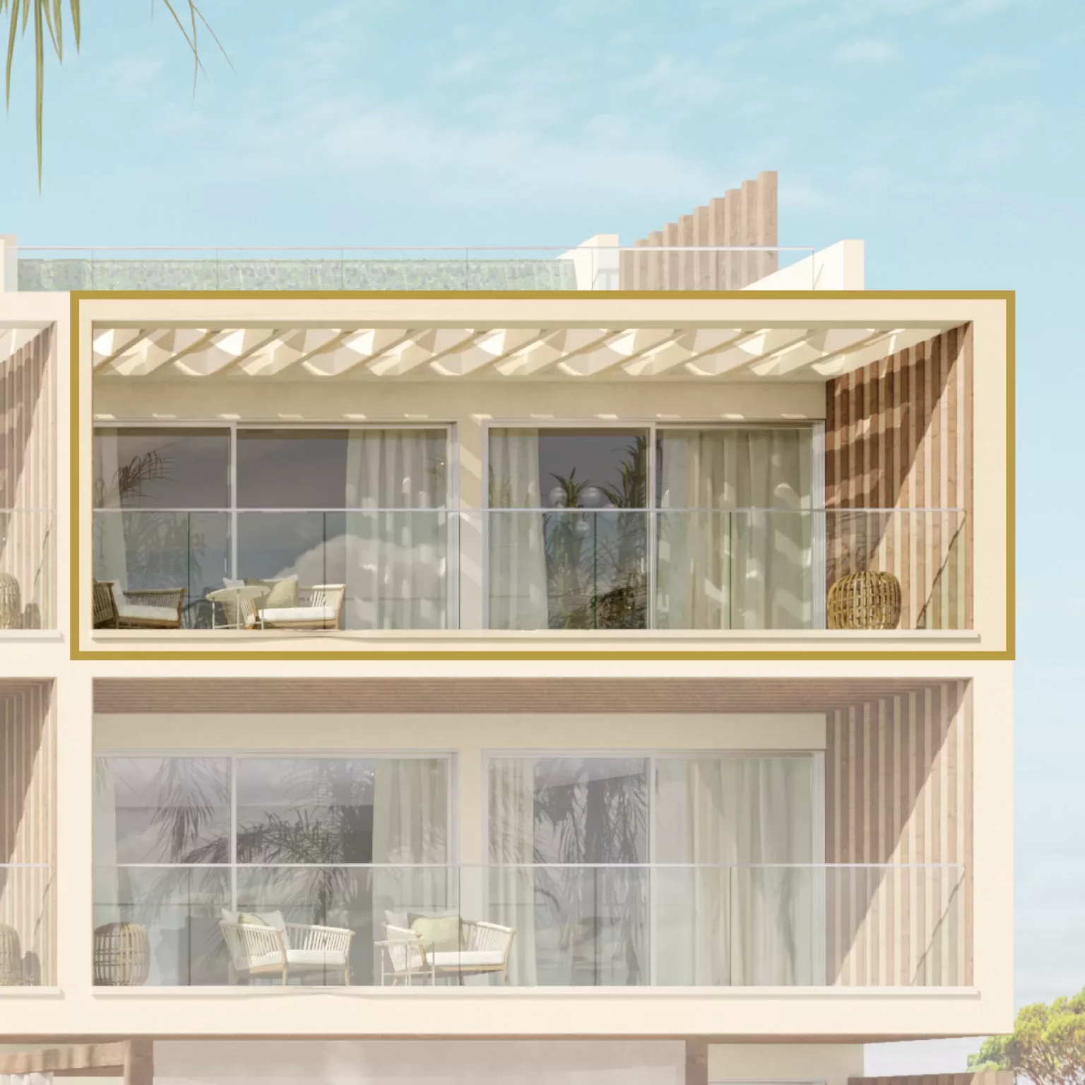 Outside view of the balconies of THE Penthouse Apartments.